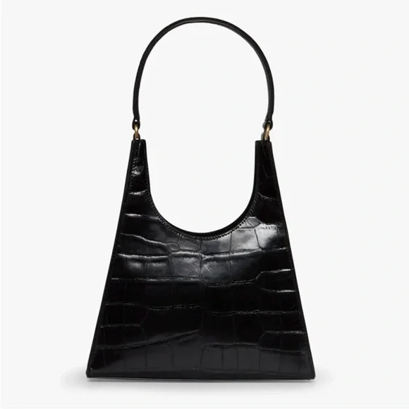 NEW STAUD Rey Black Croc Embossed Leather Purse Shoulder Bag Hand Bag NWT - Picture 1 of 4
